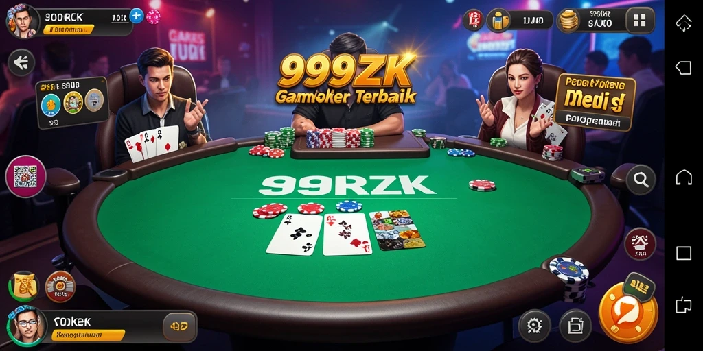 Tampilan gameplay mendebarkan dalam aplikasi Poker 999ZK.