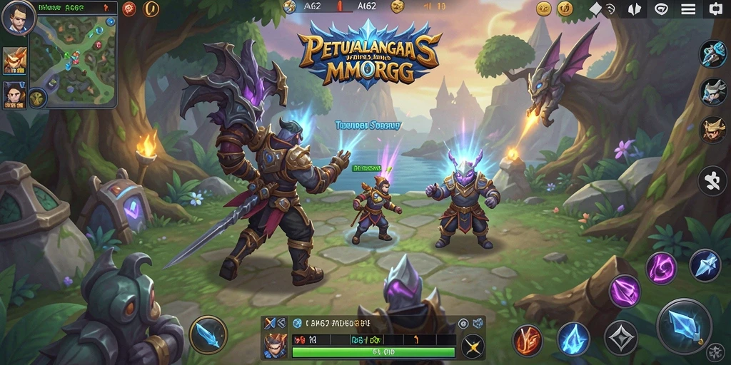 Tampilan gameplay seru di dunia fantasi AA62 dengan banyak aksi.