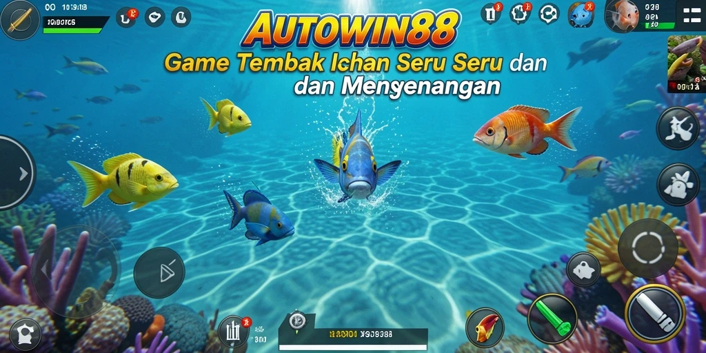 Tampilan gameplay menembak ikan yang menarik dan penuh warna.
