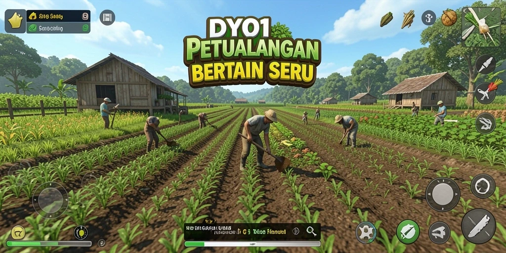 Gameplay DY01 menampilkan suasana pertanian yang hidup dan berwarna.