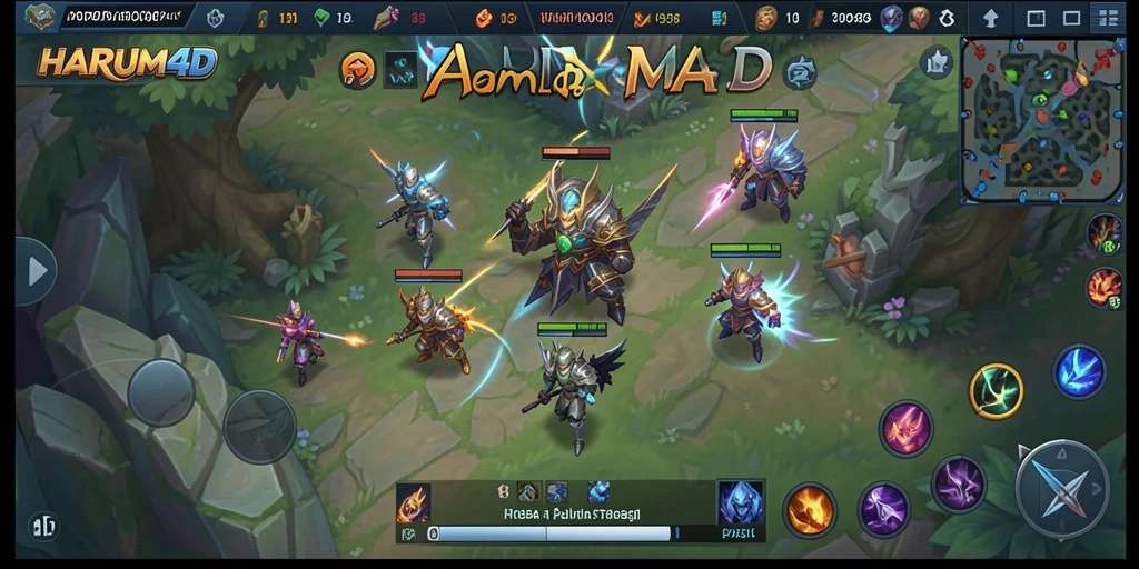 Screenshot dari gameplay seru HARUM4D dalam pertarungan MOBA.