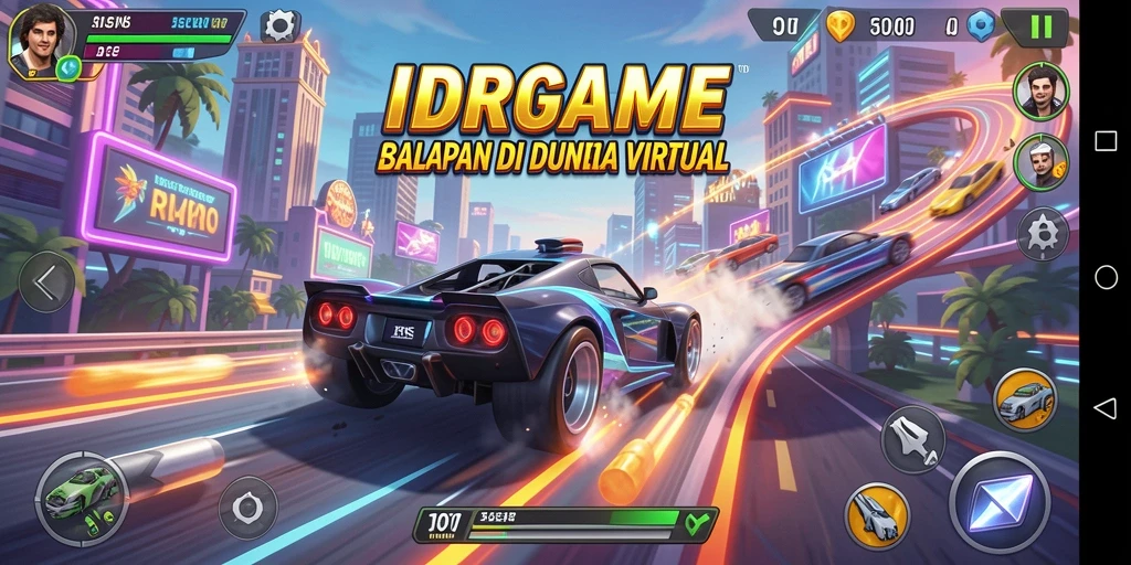 Screenshot IDRGAME menampilkan aksi balapan yang mendebarkan.