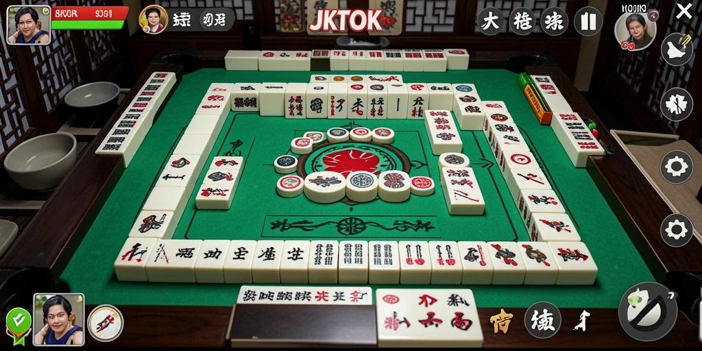 Screenshot utama JKTOK menampilkan gameplay Mahjong yang mendebarkan.