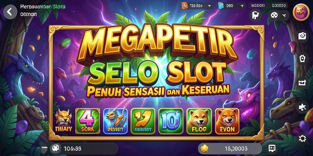 Tampilan gameplay seru dalam MEGAPETIR dengan gulungan berputar.