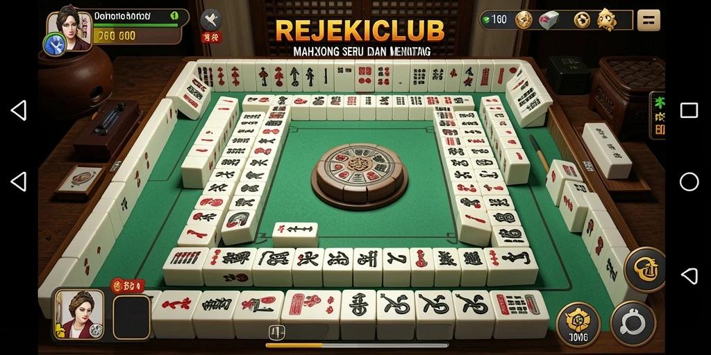 Gameplay seru dari REJEKICLUB yang menampilkan pengalaman Mahjong.