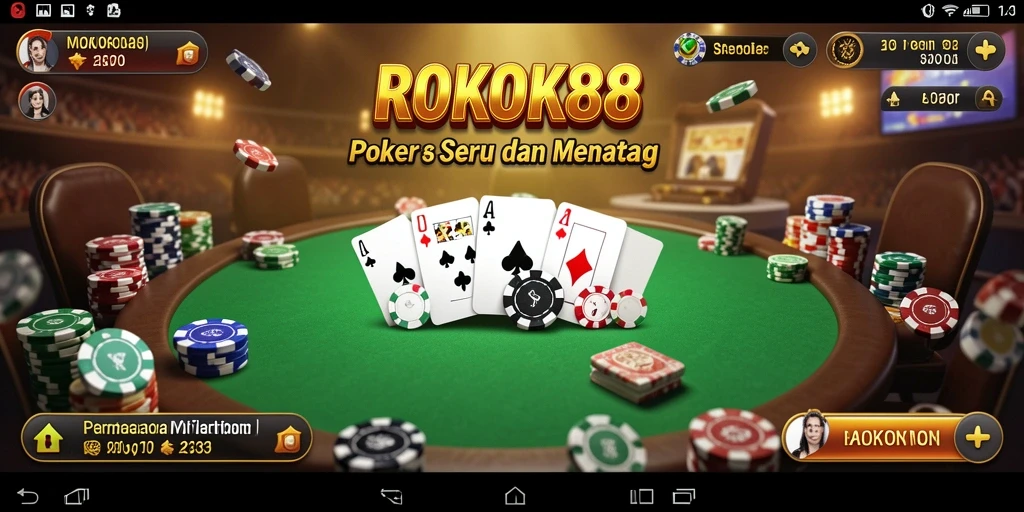 Tampilan menarik dari permainan Poker di ROKOK88.