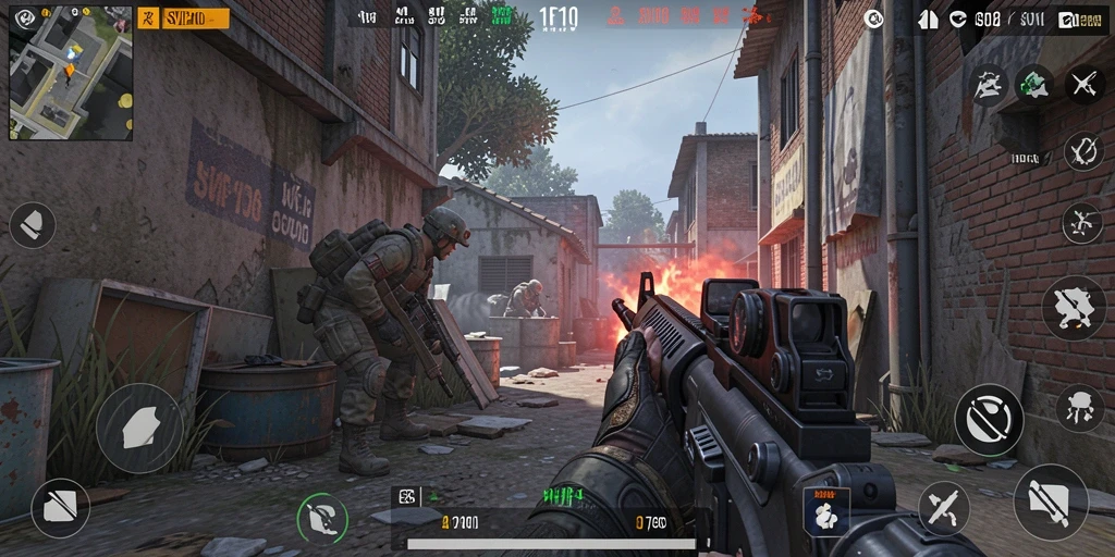 Tampilan aksi mendebarkan dalam gameplay SVIP10 di arena FPS.