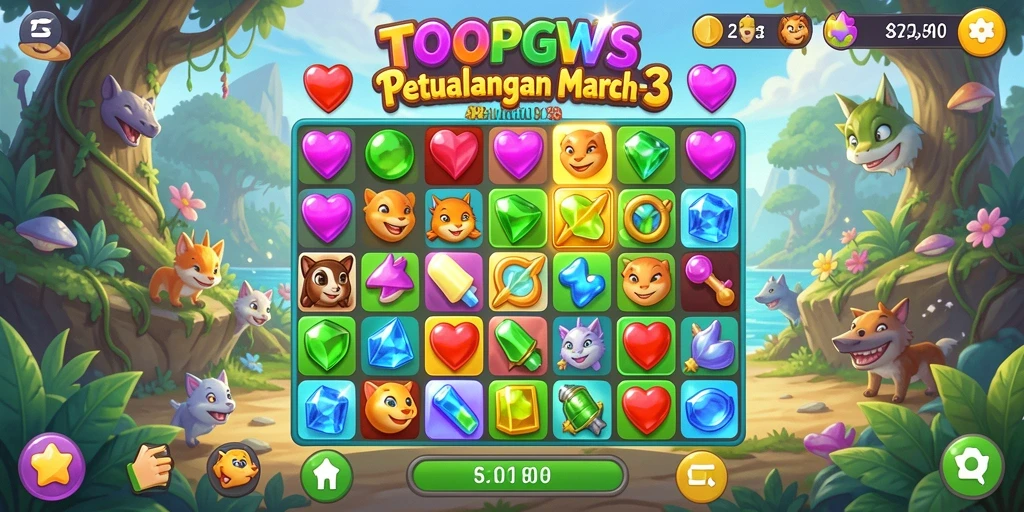 Gameplay seru TOOPGWS dengan tantangan Match-3.